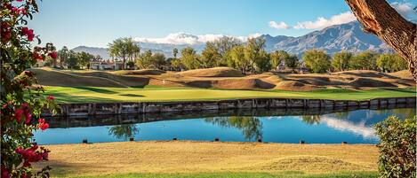 View of the PGA West Stadium Course 13th hole from the right side of the 