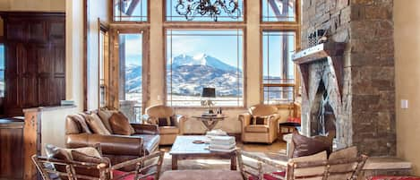 High ceilings and huge windows capture bring in the Mt. Sopris  views & sunshine