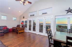 Upstairs living area with a beautiful view of the lake