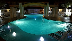 Night shot of pool