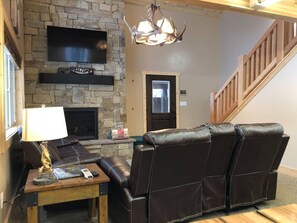 Living room with comfy couches