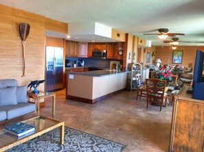 Spacious living area opening out to lanai 