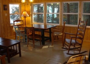 The dining area of common room & partial view of windows looking south