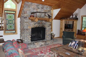 Great Room with wood burning fireplace