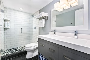 Updated bathroom with double sinks