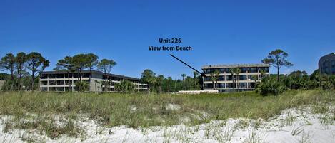 This is the view from the beach to Seaside  Villas I, unit 226.
