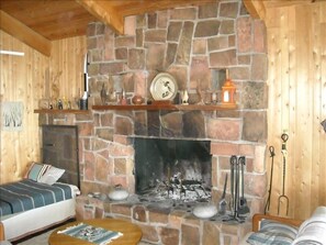 Large Stone Fireplace in Greatroom Provides Perfect Ambience on Cool Nights