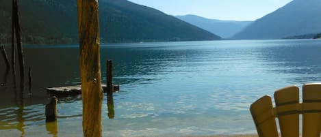 Tranquil beach for relaxing and swimming.