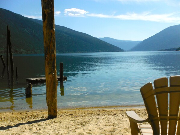 Tranquil beach for relaxing and swimming.