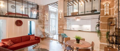 General view of Living room with dining area and 2 mezzanines