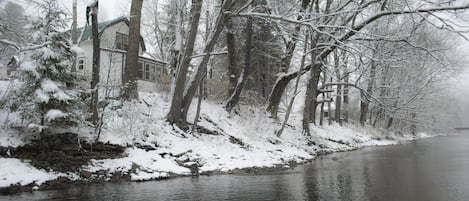 A view of the cabin from the Sinnemahoning Creek