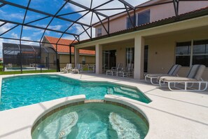 Private pool /Spa with covered lanai and child safety pool fence