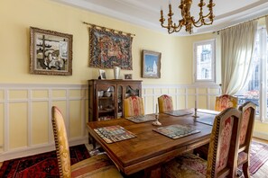 dining room, original oil paintings.