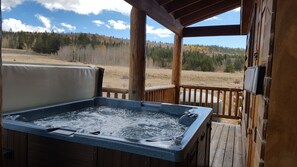 Hot Tub on the deck directly out the door from the Master Bedroom