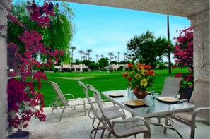 Outdoor dining on patio