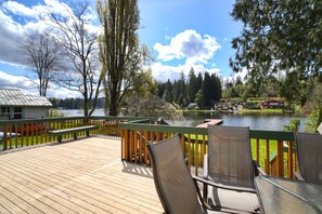 Deck over looking channel and water ski area to the left. 