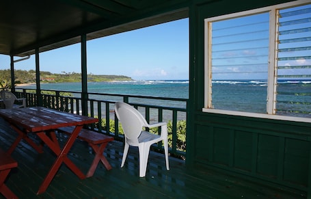 A view from the wide ocean fronting deck