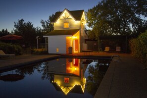 Pool House at night