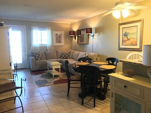 View into the condo and looking towards the door to the private balcony