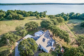 Aerial view of the property leading down to Lake Grapevine.