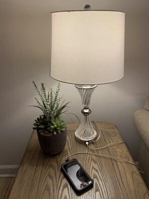 Lamps have usb outlet for you to charge your electronics
