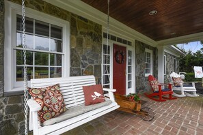 peaceful place to read, relax, and enjoy views of the pool and barn