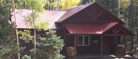 Front of cabin and porch