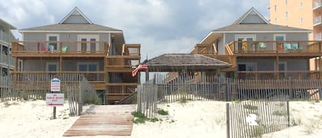 Beach view from end of building