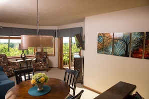 View from the kitchen, including Megan Aroon Duncanson metal art