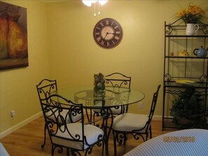 Nice dining area.  Extra chairs in back bedrooms for extra seating.