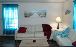 Overlooking the living area from the Kitchen