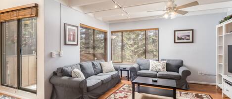 Beautifully decorated modern Tahoe condo living room