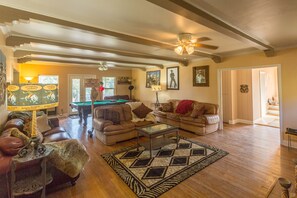 living room is off of kitchen and dining area