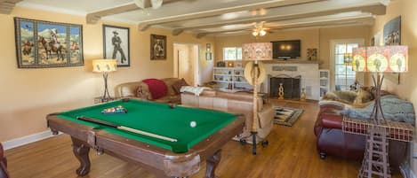 Pool table in living area