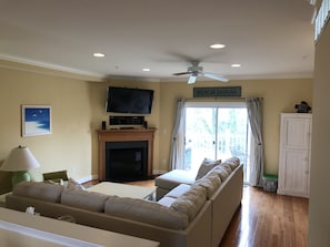 View of living room and deck from the kitchen