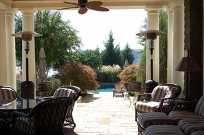 Patio view overlooking pool area