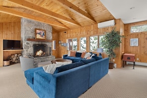 Large family room - with another wood burning fireplace, HD television and Sonos