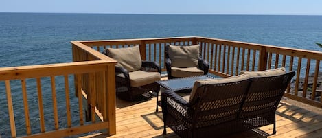 Relaxing on the deck, feels like your right in the water.