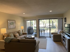 Living room looking out at the 6th Green