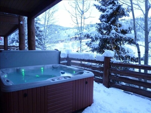 Hottub on a wintry evening.