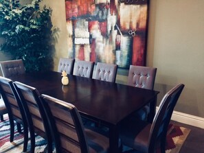 The dining table in the main house.