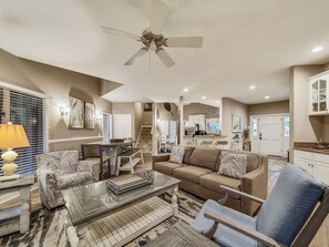Living Room, Kitchen and Dining Area at 8 Cottage Court