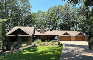 Front view of lake house