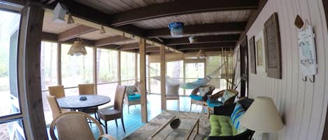 front half of screened in porch (see the indoor hammock!)