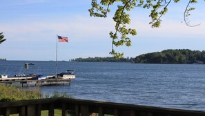 View from the wrap around Deck with dining area and gas grill