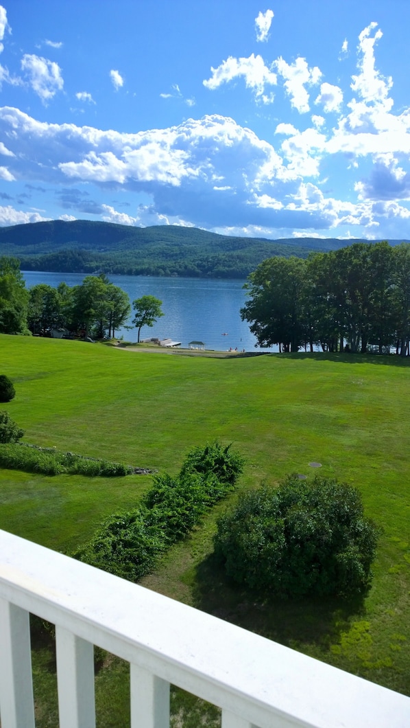 The deck is the perfect spot to watch the sunset over Newfound Lake