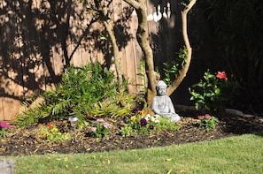 Tropical gardens, and mature trees.