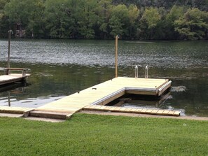 Rebuilt dock with ladder and night light at end 