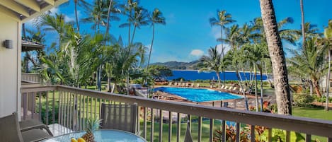 View from our lanai and
from the kitchen, dining, living room area