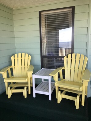 Rock the day away on the new glider rockers on an elevated platform!!!